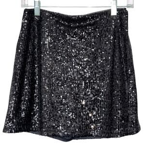 Abercrombie & Fitch Black Sequin Mini Skort Size Small Shorts Lined Skirt NWOT